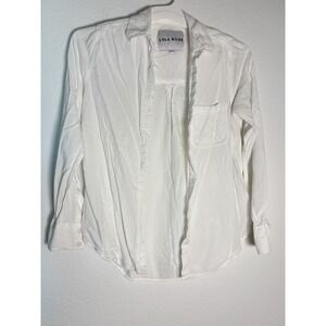 Lola River Shirt Womens XS White Logo Cotton Relaxed Fit Button Up Casual Wear
